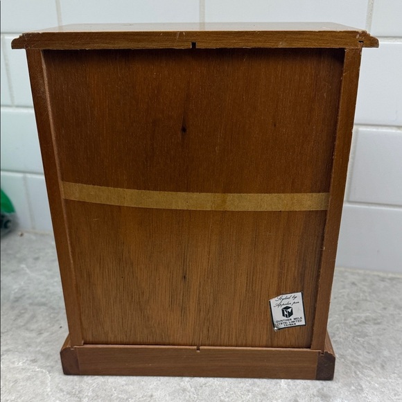 Vintage Wooden Jewelry Box 4 drawer, carousel with glass door Floral Design - Picture 8 of 11